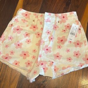 Pacsun Pink Flower Vintage High Waisted Denim Shorts